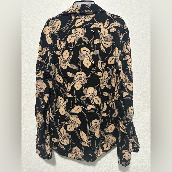 Reiss Floral Black and Tan Women's Button Down Top size S - Picture 5 of 12